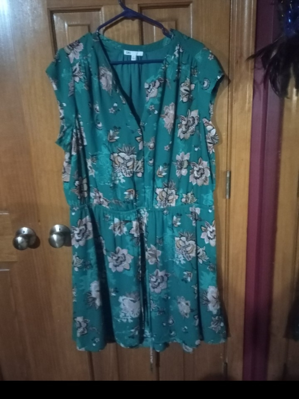DR2 Teal Floral V-Neck Dressy Romper.